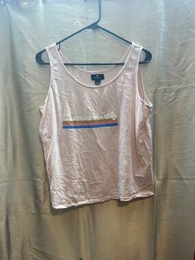 Sperry Pale Pink Graphic Scoop Neck Tank with Metallic Stripe